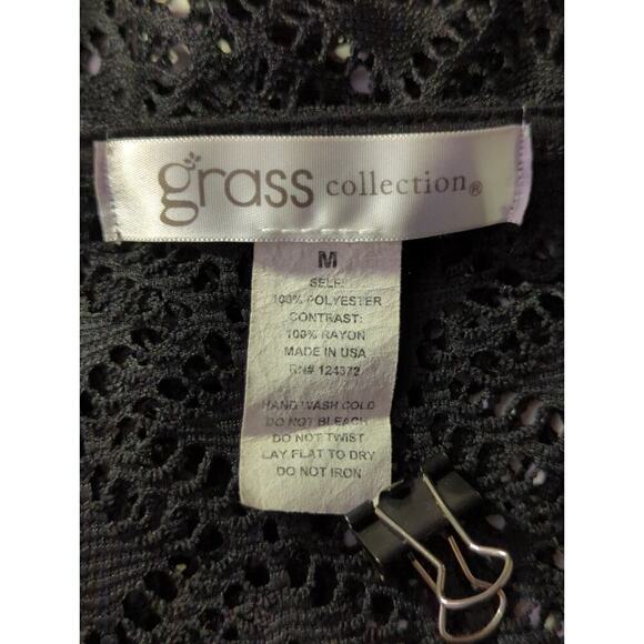 Grass Collection Top‎ Woman's Medium Black Lace Crochet Sheer Cropped Y2K - Picture 4 of 6